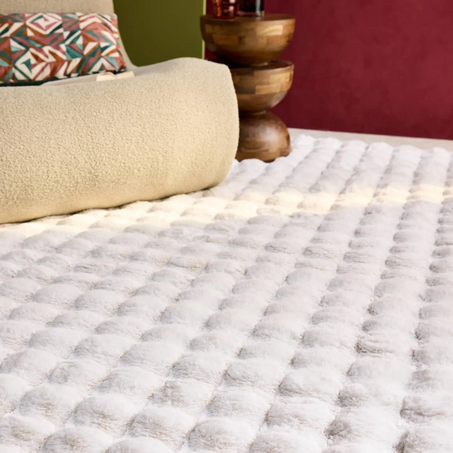 Alfombra de interior bubble blanca efecto pelo sintético