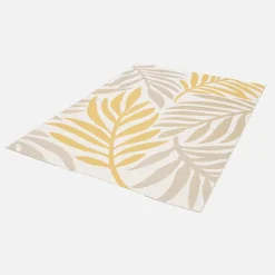 Alfombra de interior/exterior, estampado beige y mostaza, poliéster reciclado