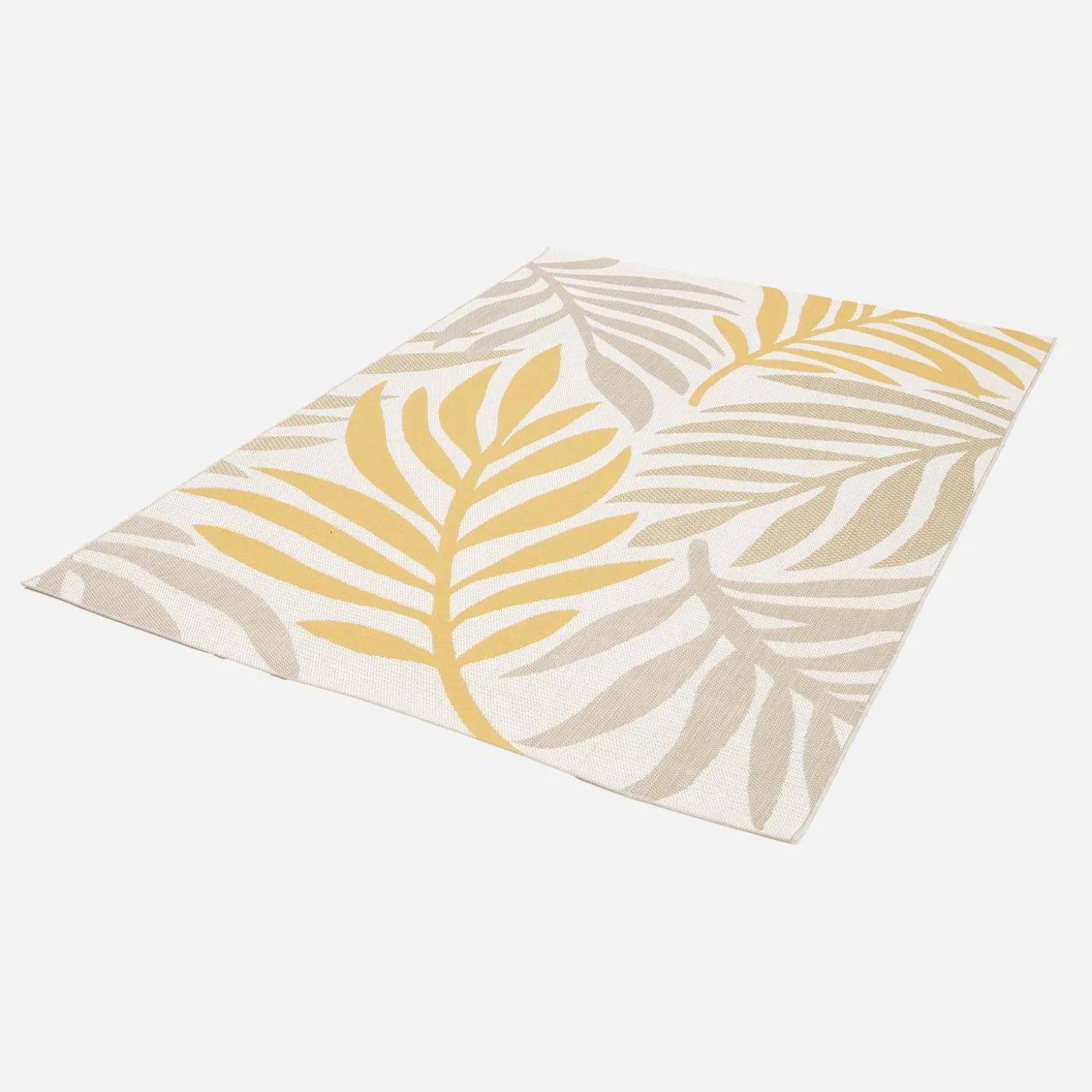 Alfombra de interior/exterior, estampado beige y mostaza, poliéster reciclado