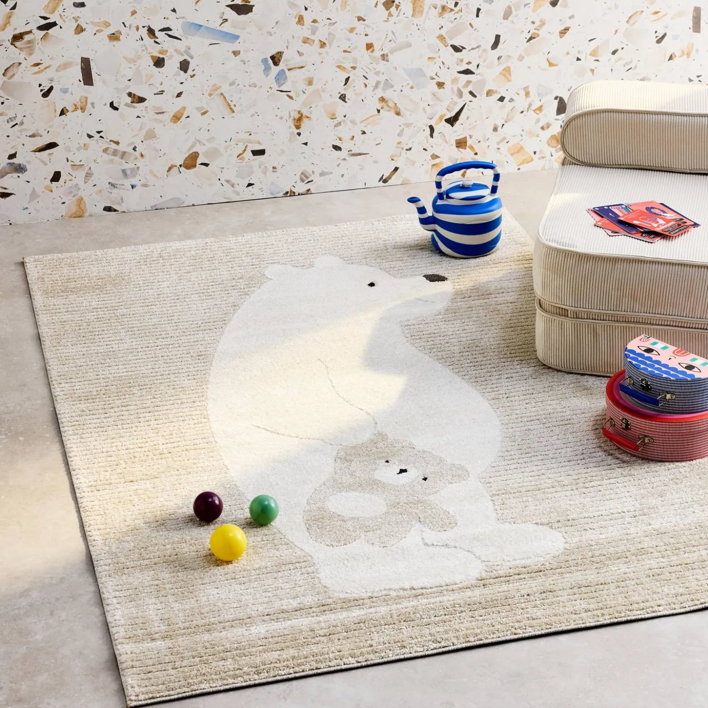 Alfombra infantil beige / crema, alfombra osito