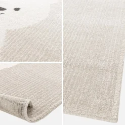 Alfombra infantil de osito en beige / crema