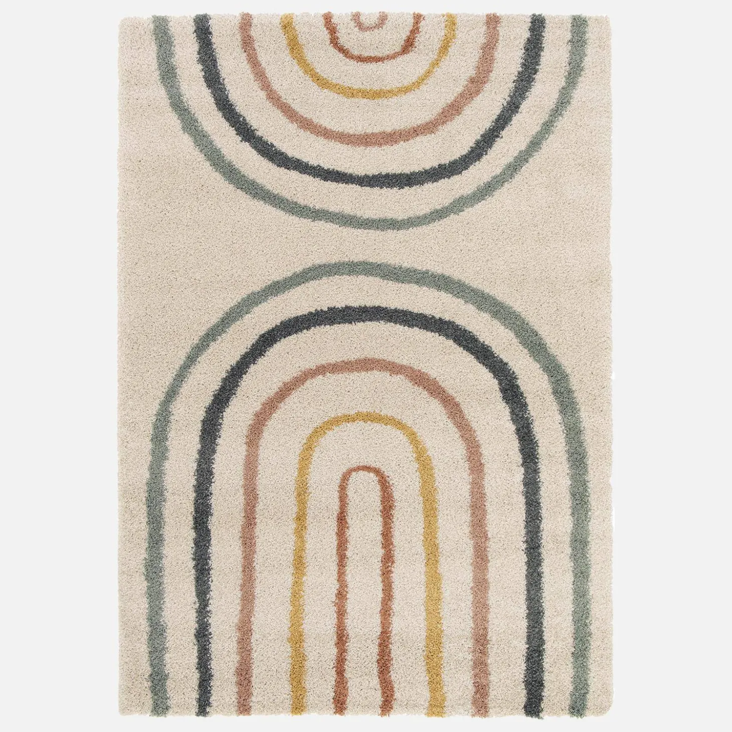Alfombra infantil rainbow, interior crema y multicolor