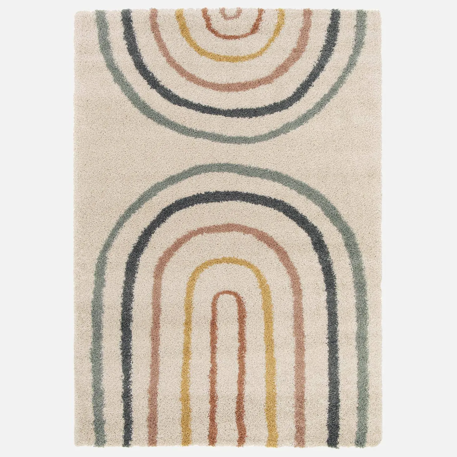 Alfombra infantil rainbow, interior crema y multicolor