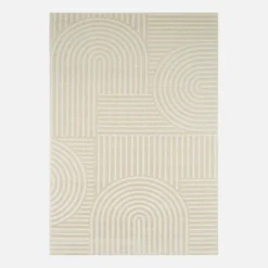 Alfombra interior con diseño gráfico arcos, crema