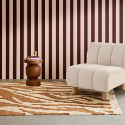 Alfombra interior con flecos motivo cebra marrón