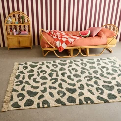Alfombra interior con flecos diseño moteado