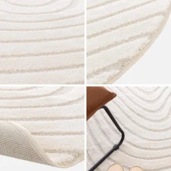 Alfombra interior con motivos ondulados en relieve, crema 160cm