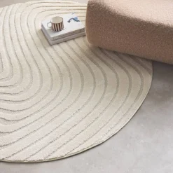 Alfombra interior con motivos ondulados en relieve, crema 160cm