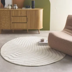 Alfombra interior con motivos ondulados en relieve, crema 160cm