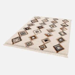 Alfombra interior con motivos étnicos beige