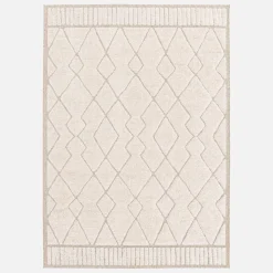 Alfombra interior con motivo étnico bereber, beige y crema