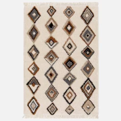 Alfombra interior con motivos étnicos beige