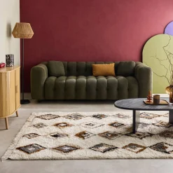 Alfombra interior con motivos étnicos beige