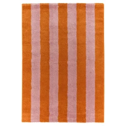 Alfombra interior con rayas naranja y rosa