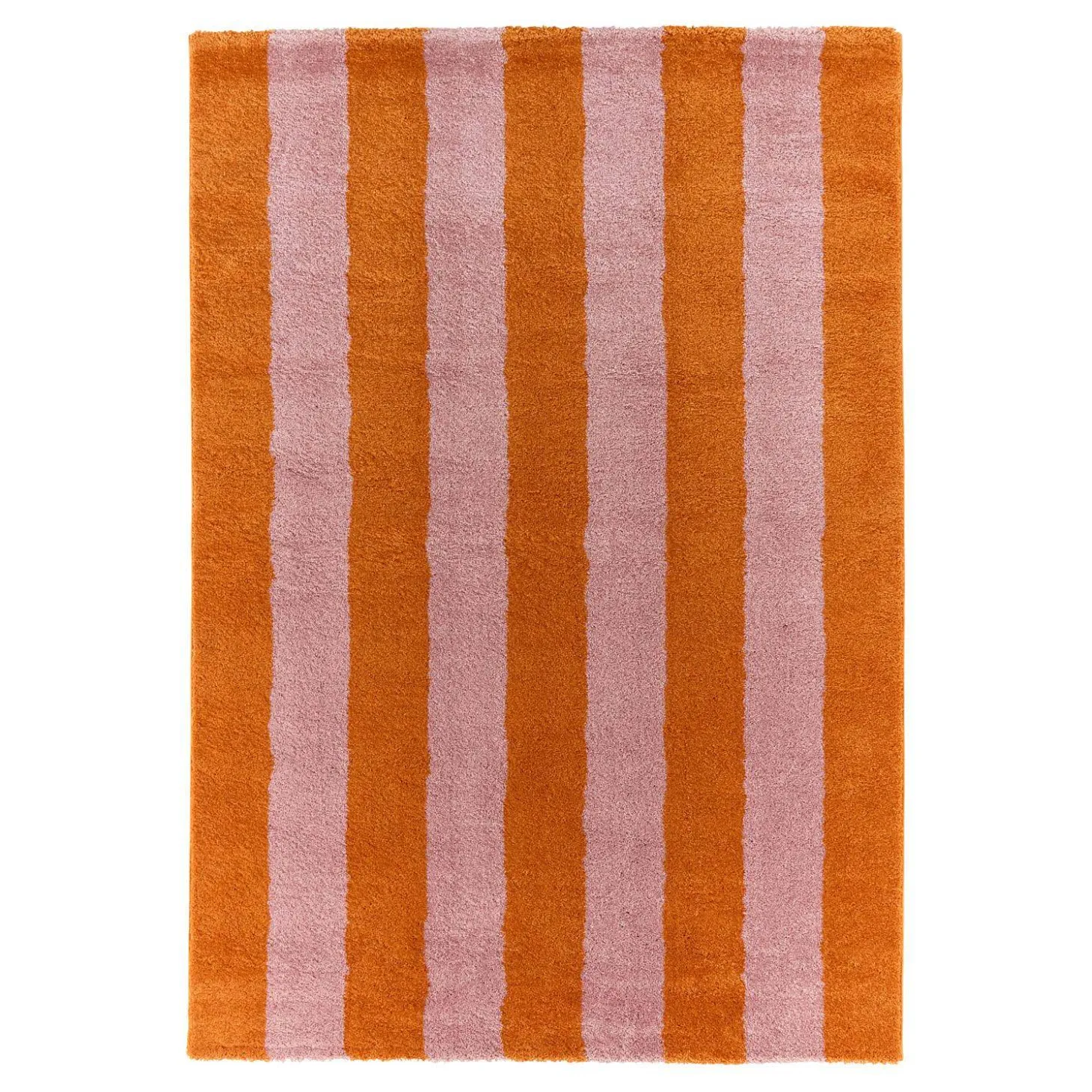 Alfombra interior con rayas naranja y rosa