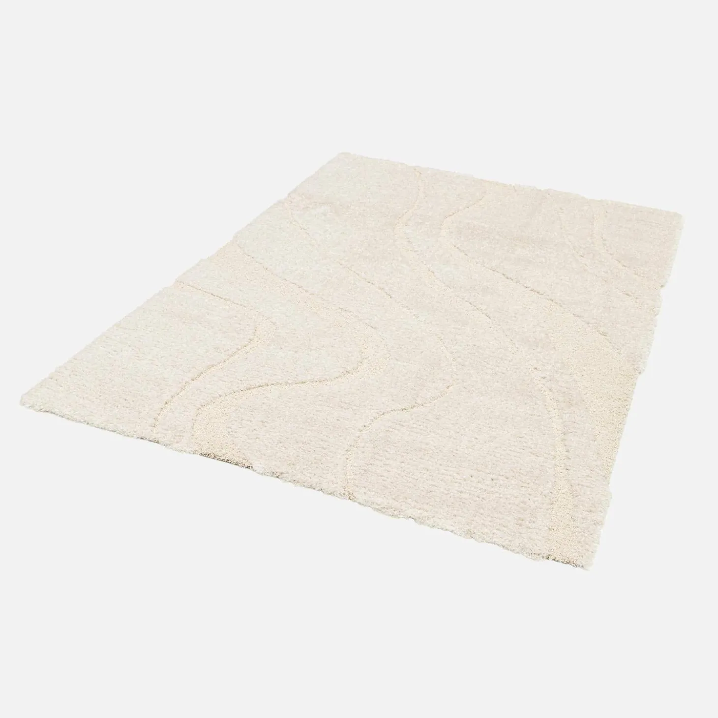 Alfombra interior de pelo largo diseño geométrico beige