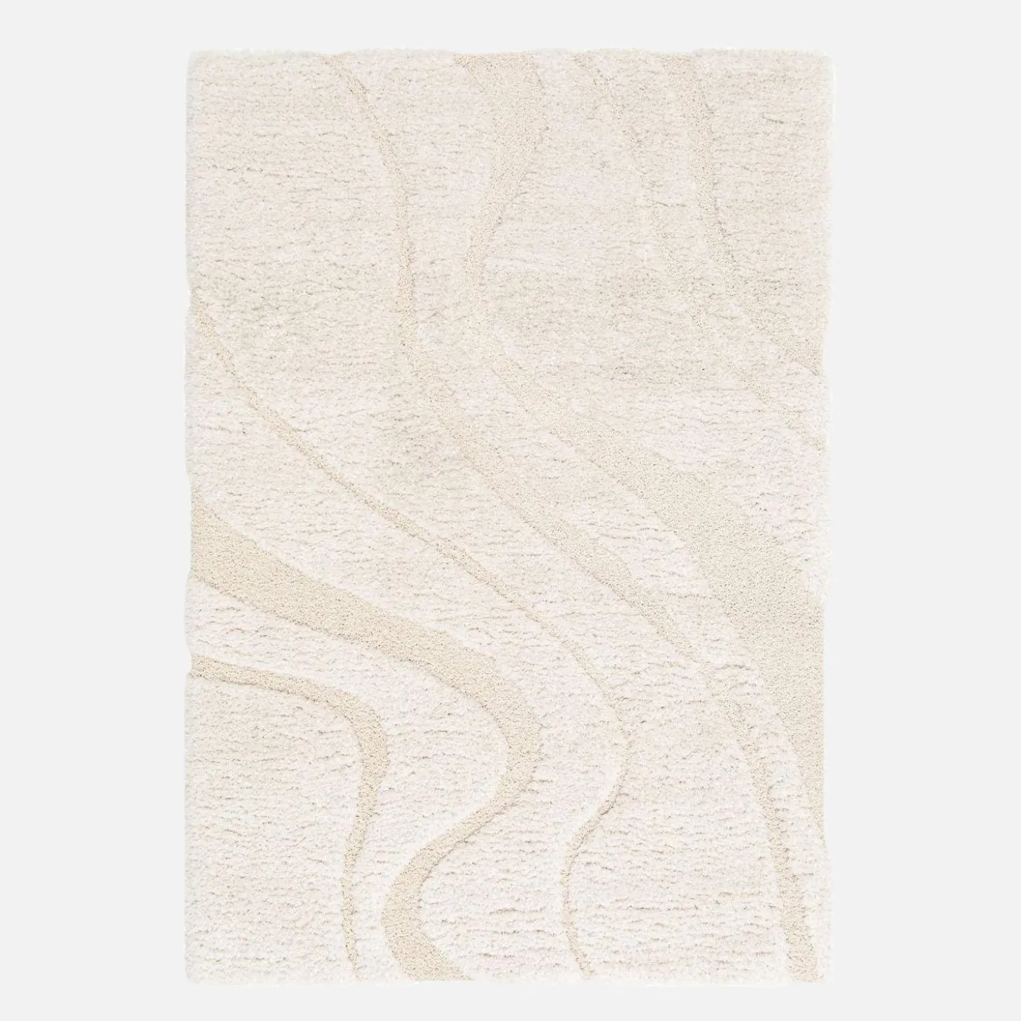 Alfombra interior de pelo largo diseño geométrico beige