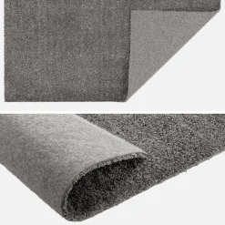 Alfombra interior de terciopelo rizado gris antracita