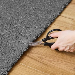 Alfombra interior de terciopelo rizado gris antracita