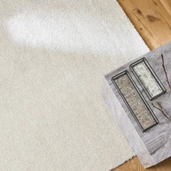 Alfombra interior de terciopelo borreguito crema