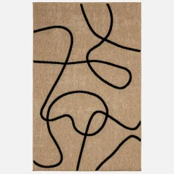 Alfombra interior efecto yute, motivo gráfico en relieve negro