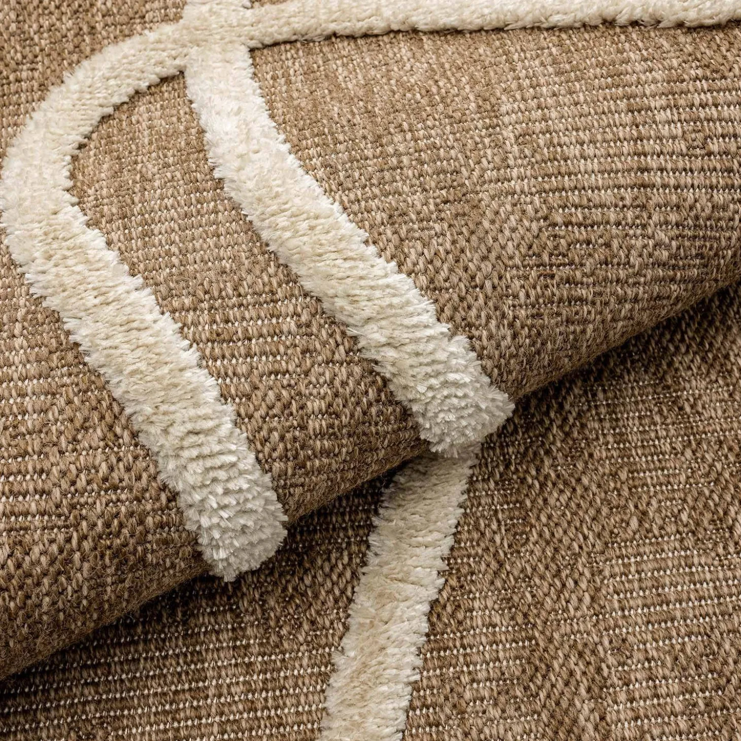 Alfombra interior efecto yute en relieve blanco