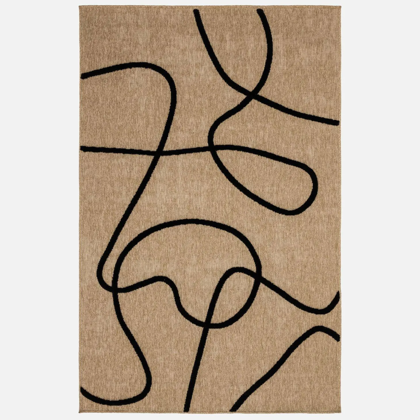 Alfombra interior efecto yute, motivo gráfico en relieve negro