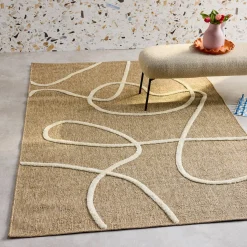 Alfombra interior efecto yute en relieve blanco