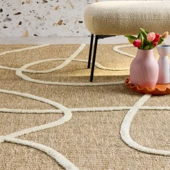 Alfombra interior efecto yute en relieve blanco