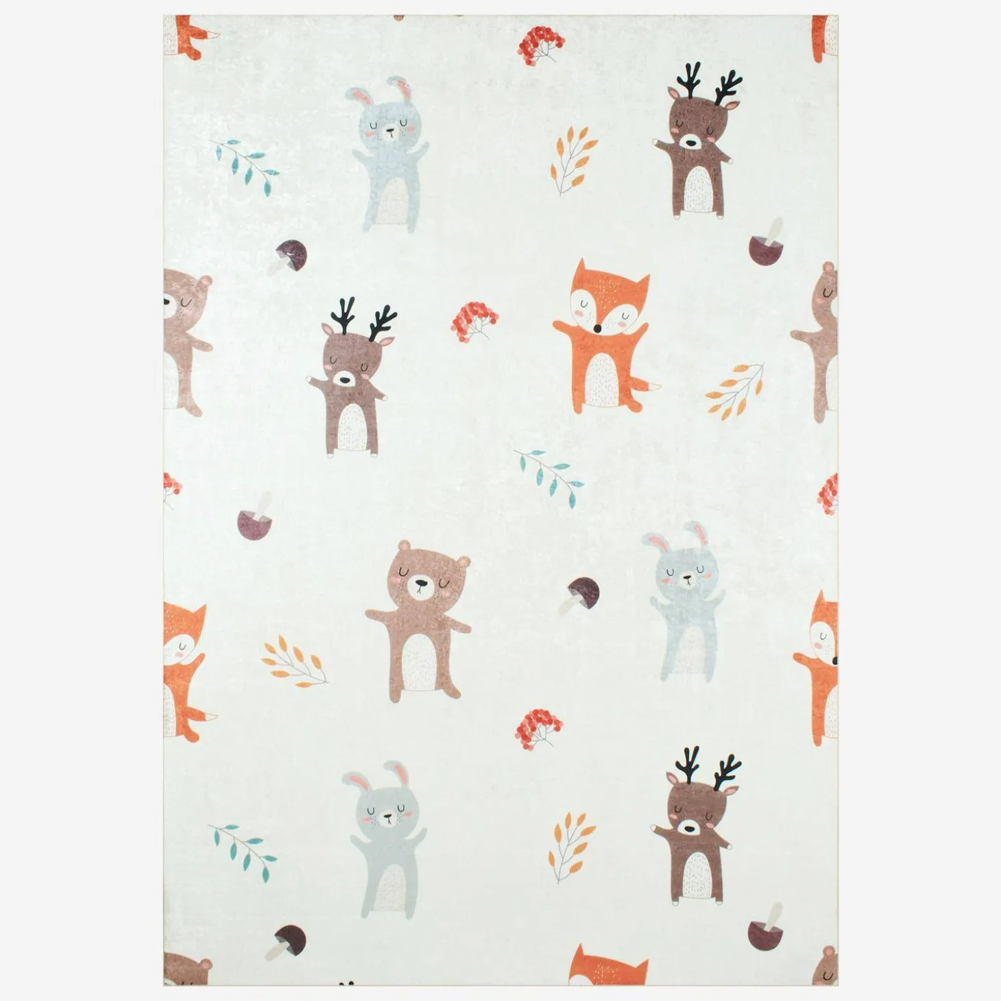 Alfombra interior infantil blanca estampada con animales