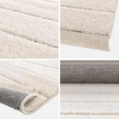 Alfombra interior motivo líneas paralelas crema