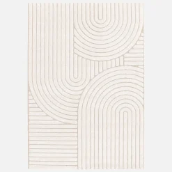 Alfombra interior motivo étnico arcos beige y crema