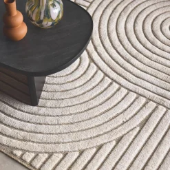Alfombra interior motivo étnico arcos beige y crema