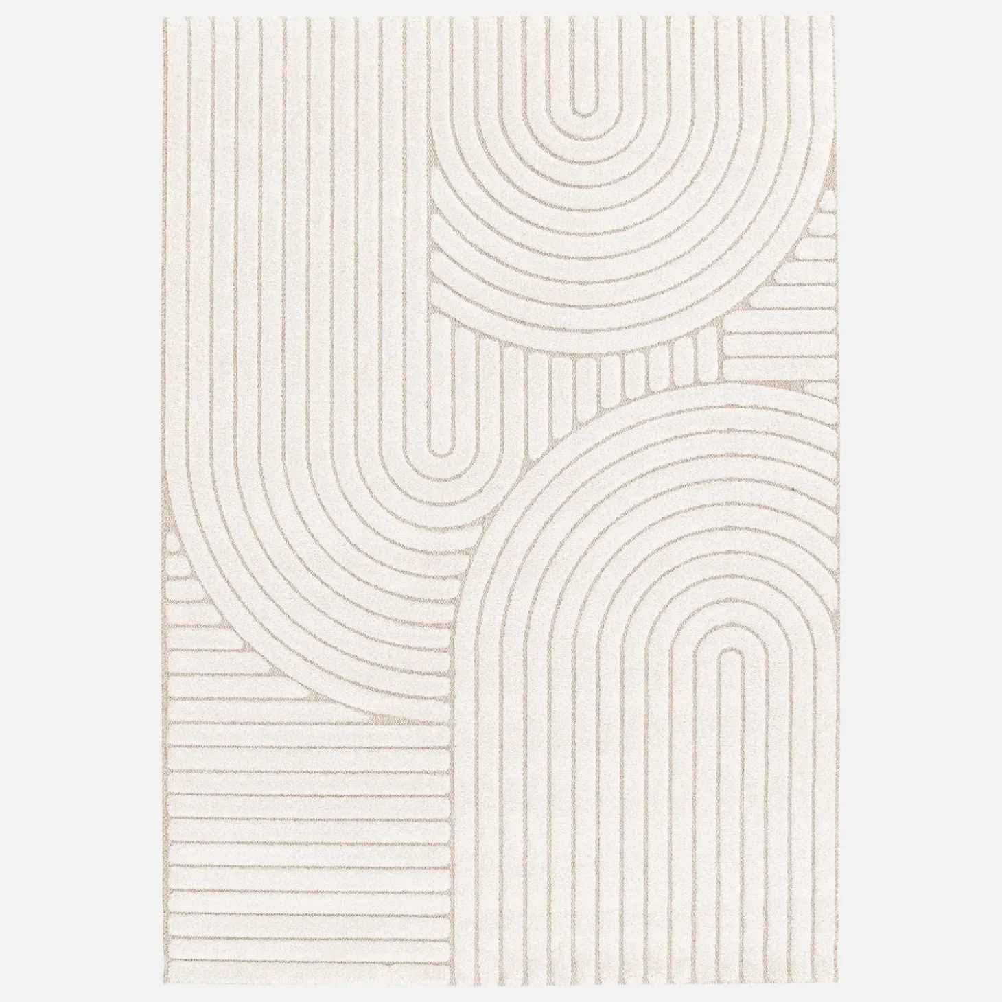 Alfombra interior motivo étnico arcos beige y crema
