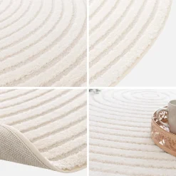 Alfombra interior redonda con relieve en color crema