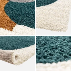 Alfombra interior shaggy con motivos geométricos multicolor