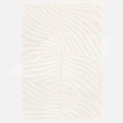 Alfombra interior shaggy con motivo vegetal beige