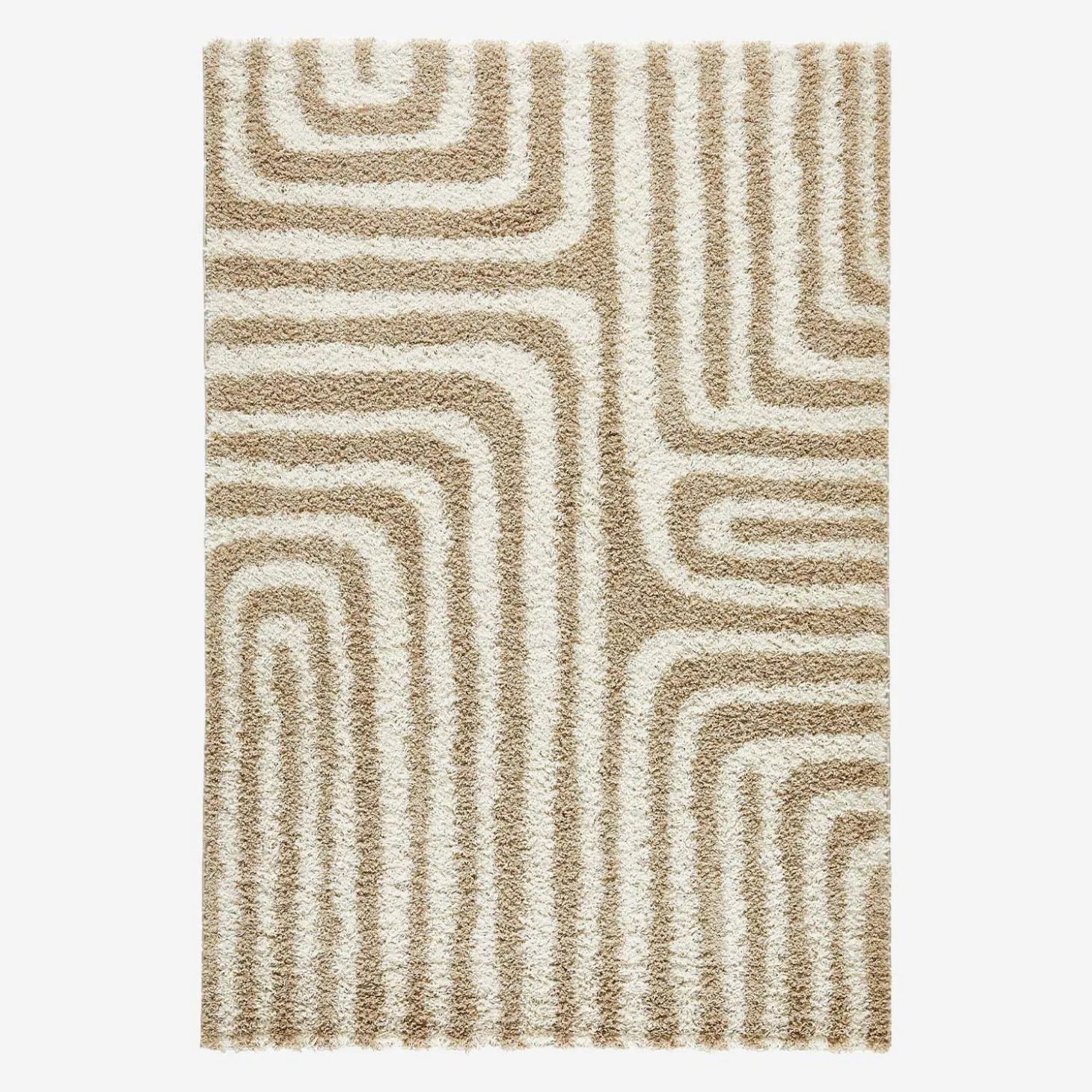 Alfombra interior shaggy motivos geométricos beige