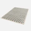 Alfombra interior shaggy damero azul claro y crema