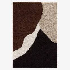 Alfombra interior shaggy motivos geométricos beige, marrón, negro