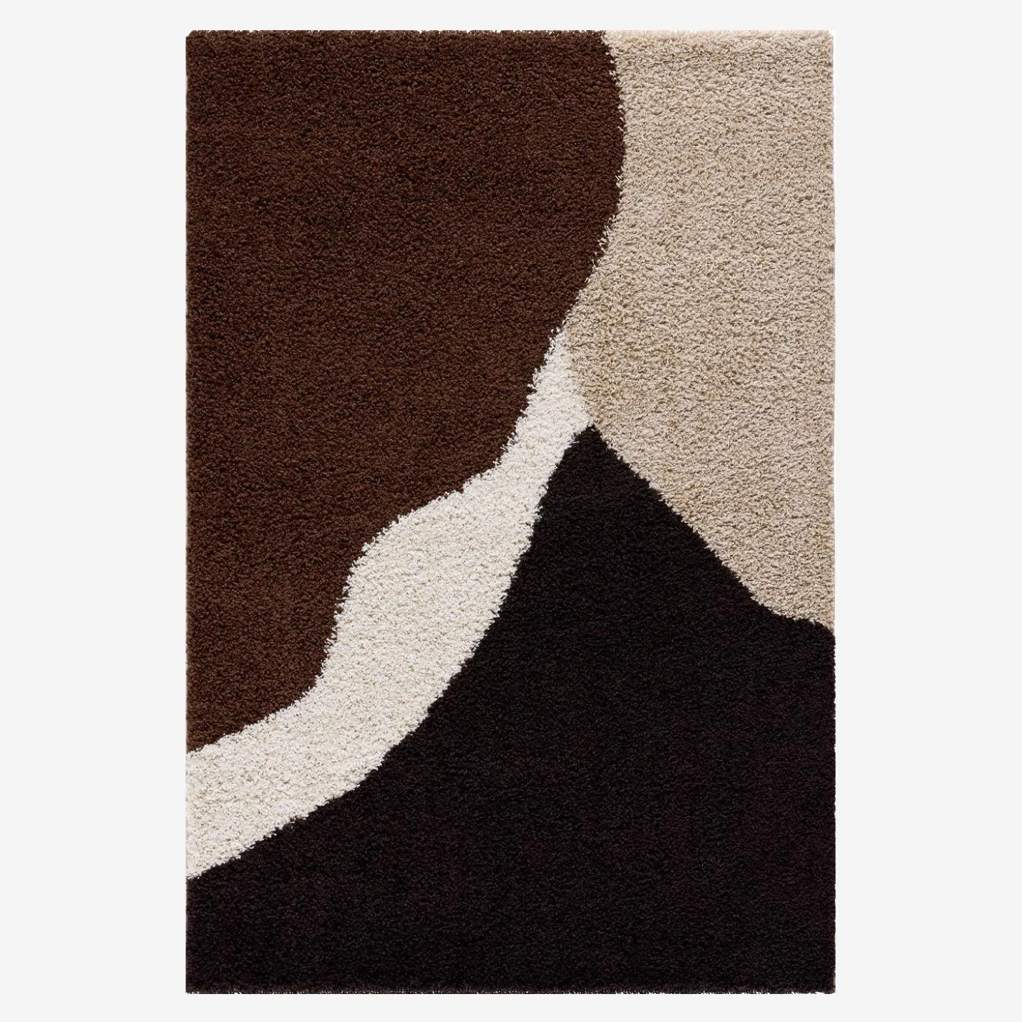 Alfombra interior shaggy motivos geométricos beige, marrón, negro