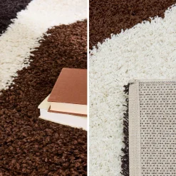 Alfombra interior shaggy motivos geométricos beige, marrón, negro