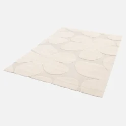 Alfombra interior shaggy diseño floral beige