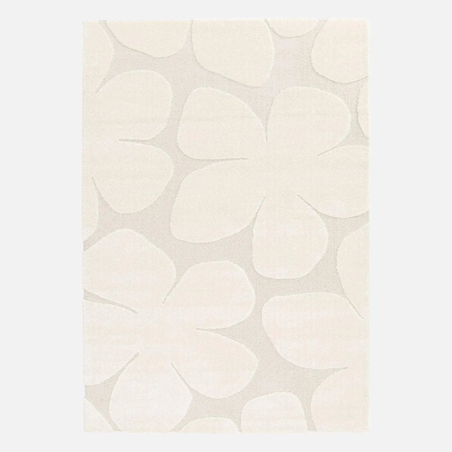 Alfombra interior shaggy diseño floral beige