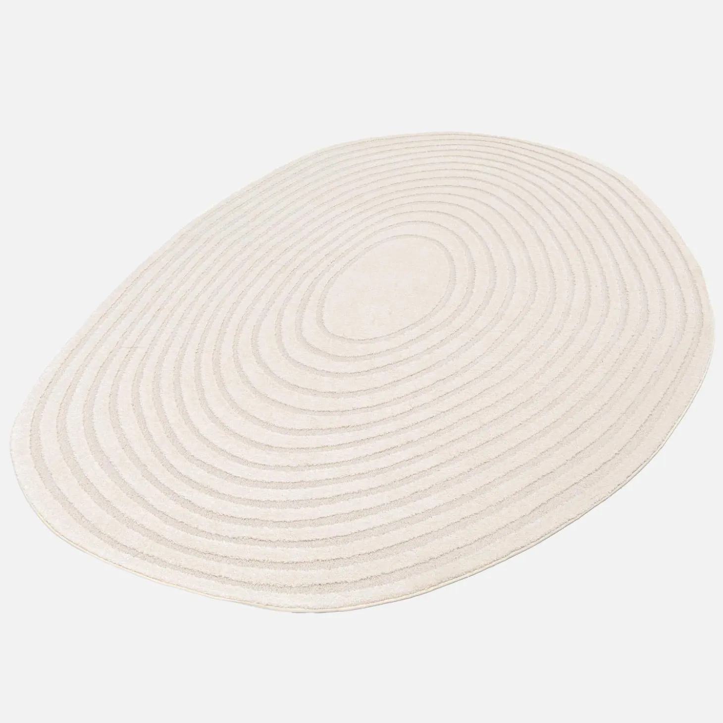 Alfombra interior shaggy guijarro diseño circular beige
