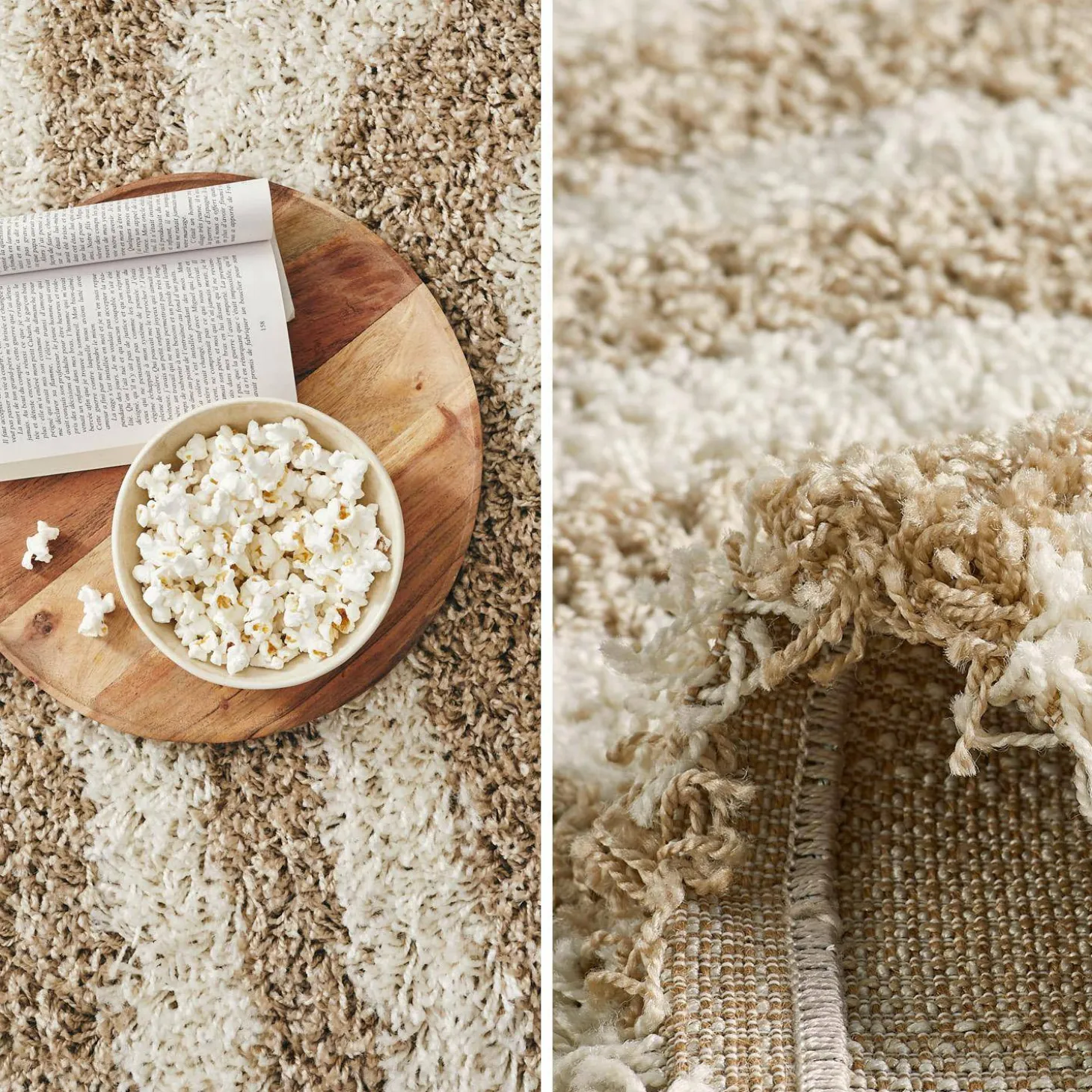 Alfombra interior shaggy motivos geométricos beige