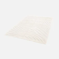 Alfombra interior shaggy con motivo vegetal beige