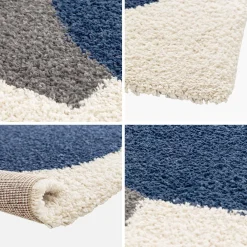Alfombra interior shaggy de motivos geométricos multicolor