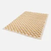 Alfombra interior shaggy damero amarillo mostaza y crema