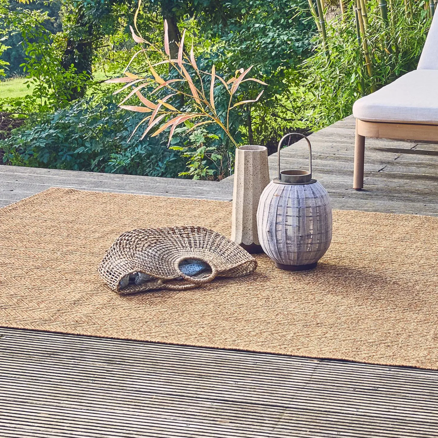 Alfombra interior/exterior efecto yute color natural